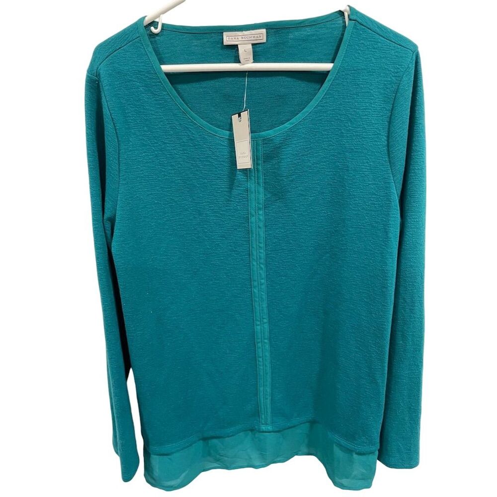 Dana Buchman Women's Teal Blue Pullover Sweater Size Large